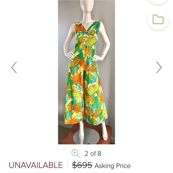 70s Hawaiian halter palazzo jumpsuit - Picture 8 of 10